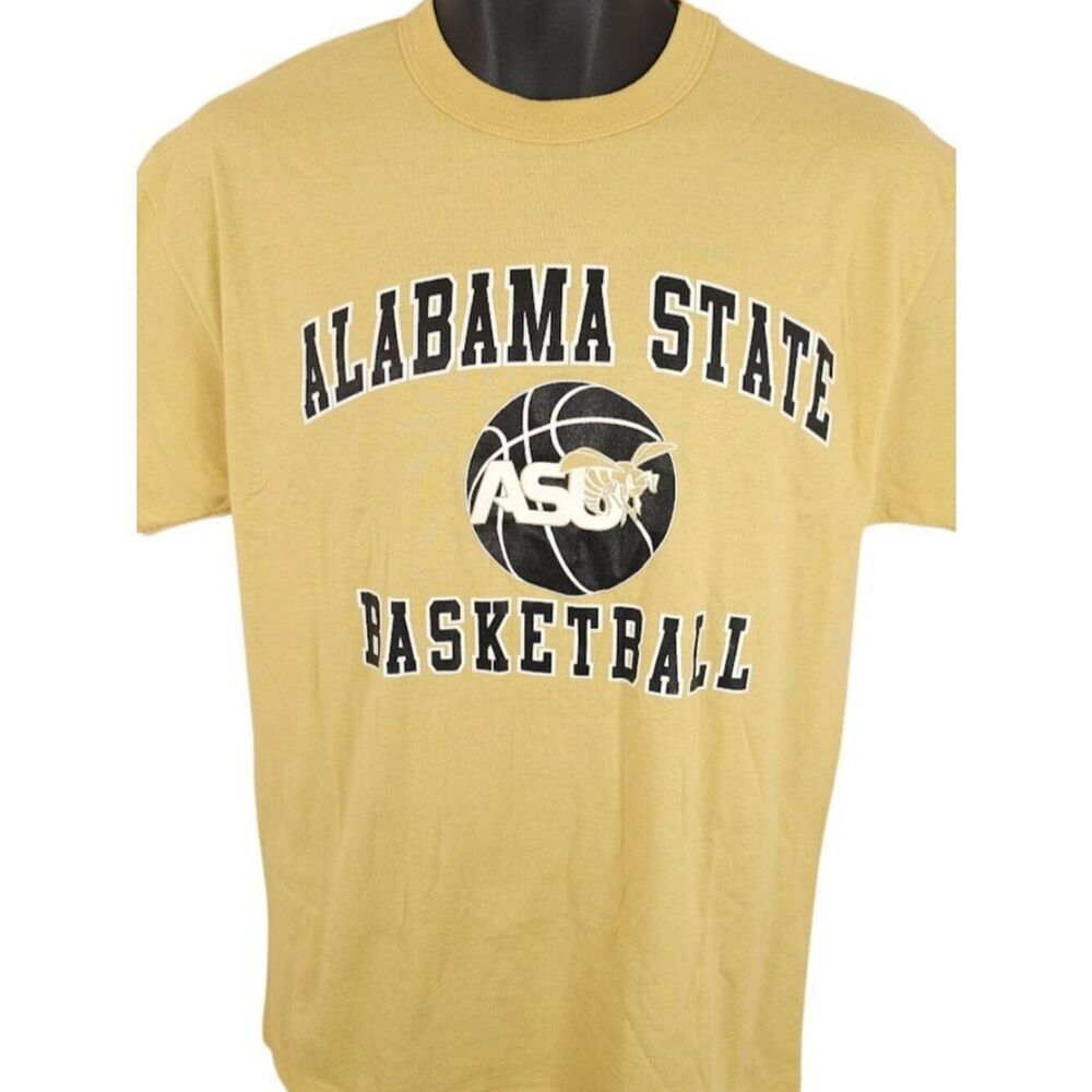 Vintage Alabama State Hornets T Shirt Mens Size Medium Yellow Y2K Basketball